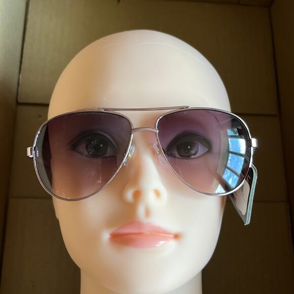 Foster Grant MaxBlock Janette Aviator Sunglasses Silver Black Gray - Picture 3 of 8